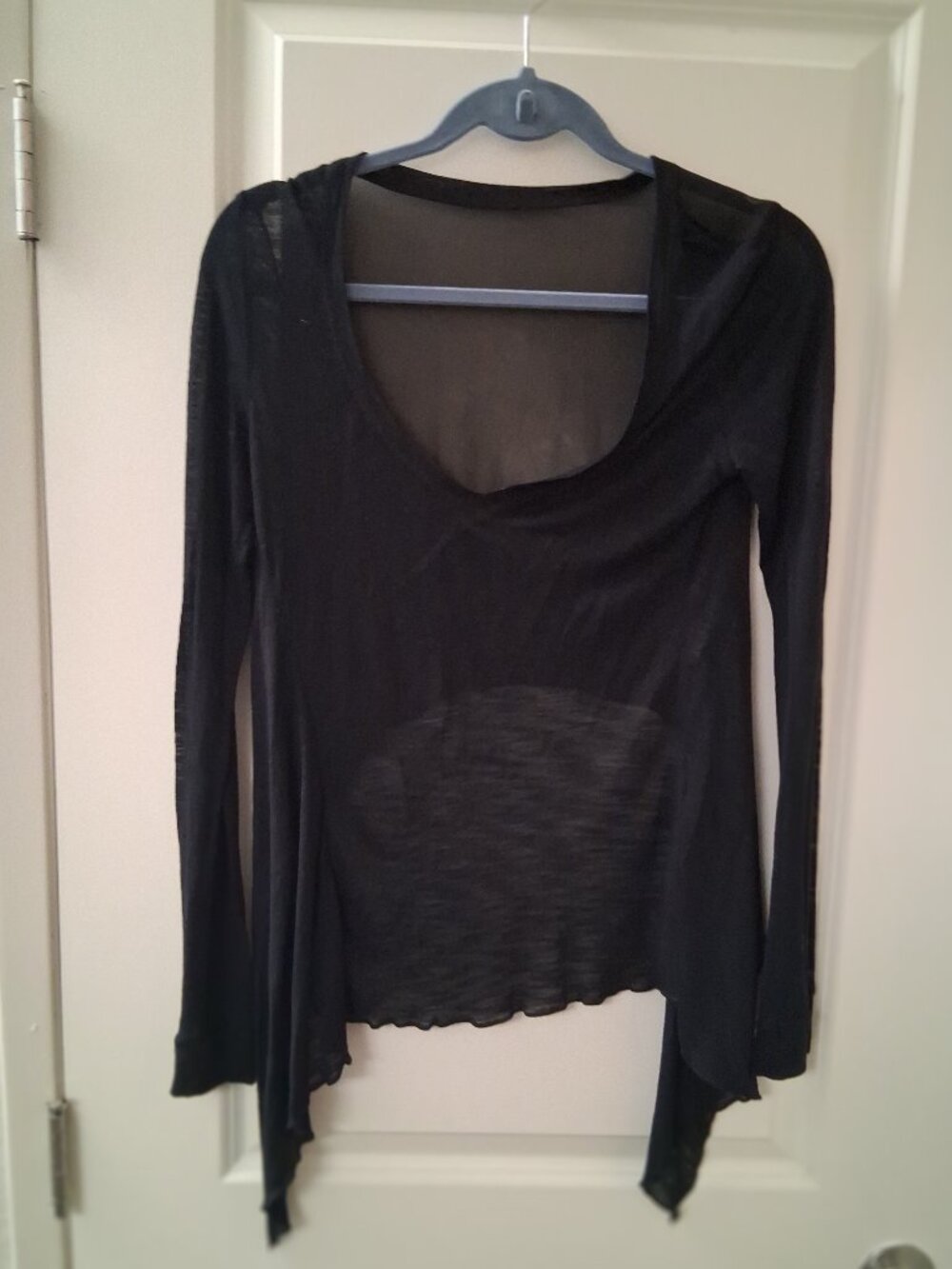 Blue Life Women's  Sheer Modal Silk Long Sleeve Black XS Top